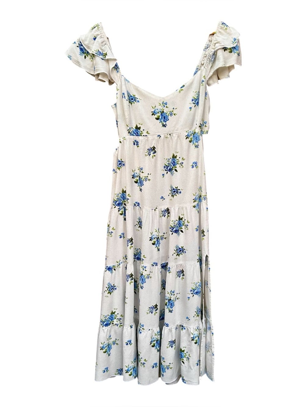 Altar’d STATE Dress Floral Tiered Cottagecore Blue Cutouts Size Medium